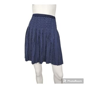 NWT J Crew Navy Polka-dot Pleated Skirt Size 10